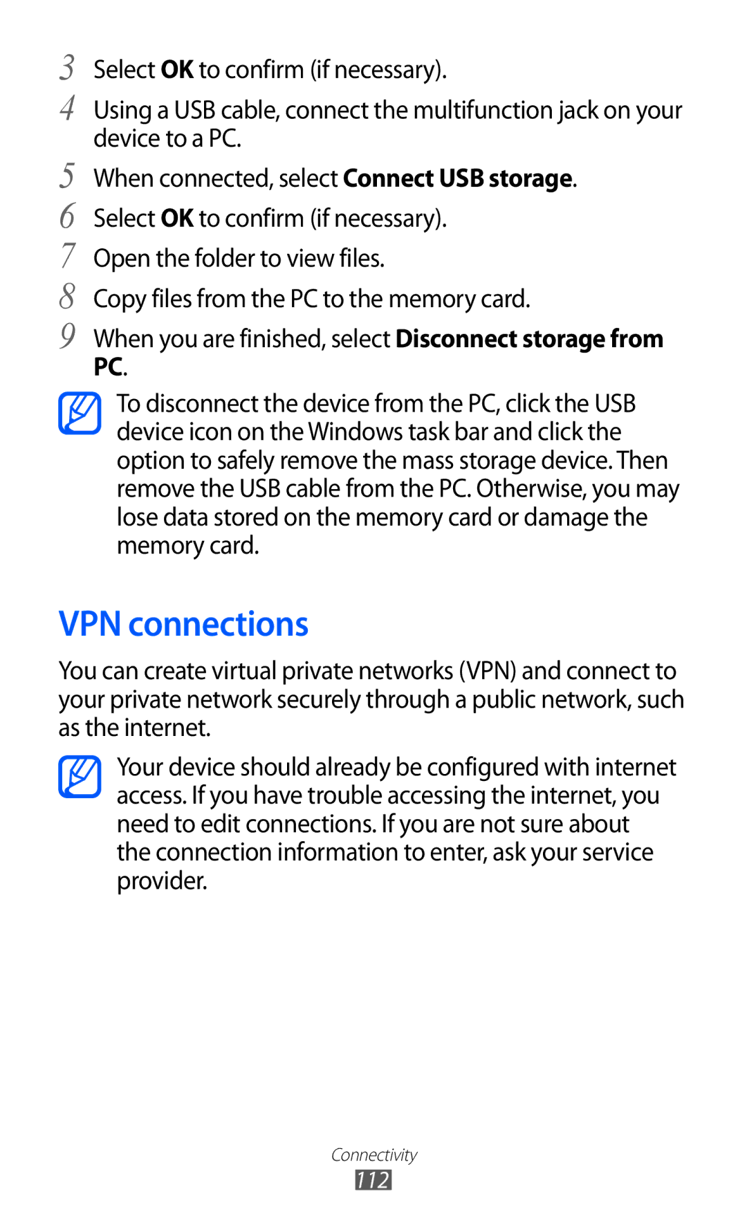 Samsung GT-I9070 user manual VPN connections 