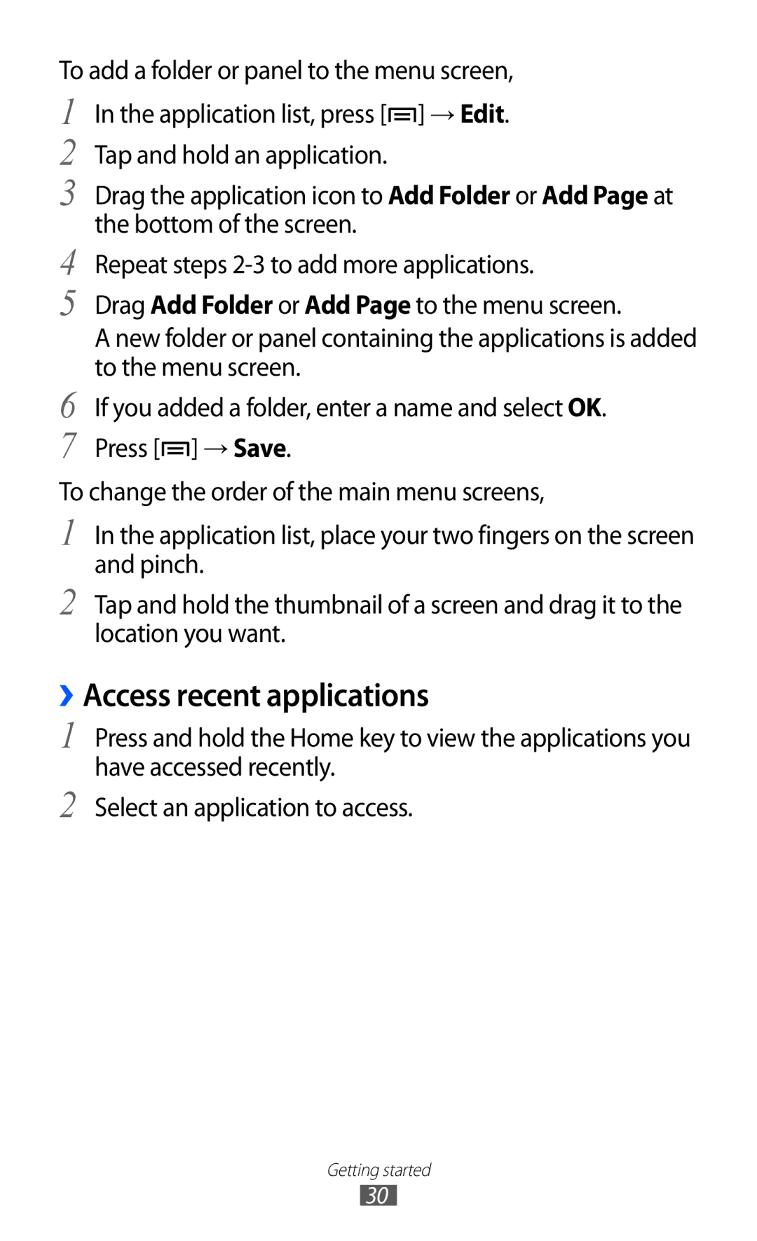 Samsung GT-I9070 user manual ››Access recent applications 