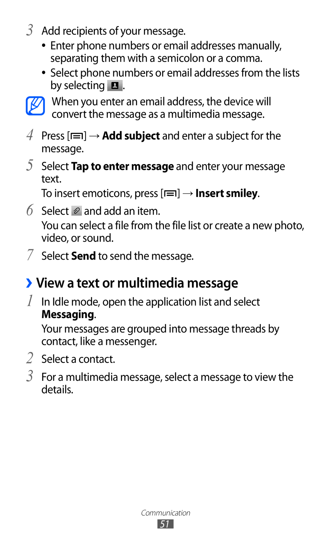 Samsung GT-I9070 user manual ››View a text or multimedia message 