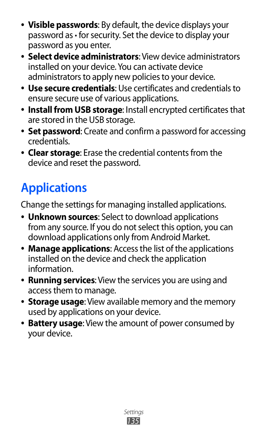 Samsung GT-I9070 user manual Applications 