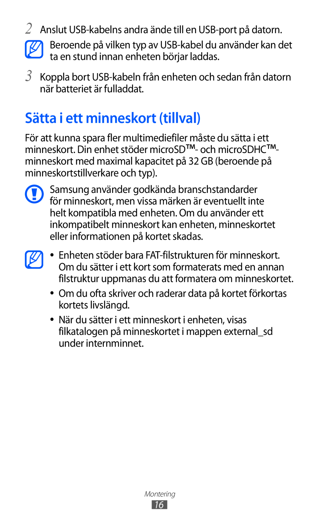 Samsung GT-I9070MSANEE, GT-I9070HKANEE, GT-I9070RWANEE manual Sätta i ett minneskort tillval 