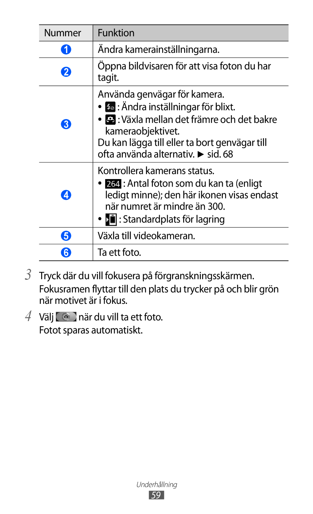 Samsung GT-I9070RWANEE, GT-I9070HKANEE, GT-I9070MSANEE manual Kontrollera kamerans status 