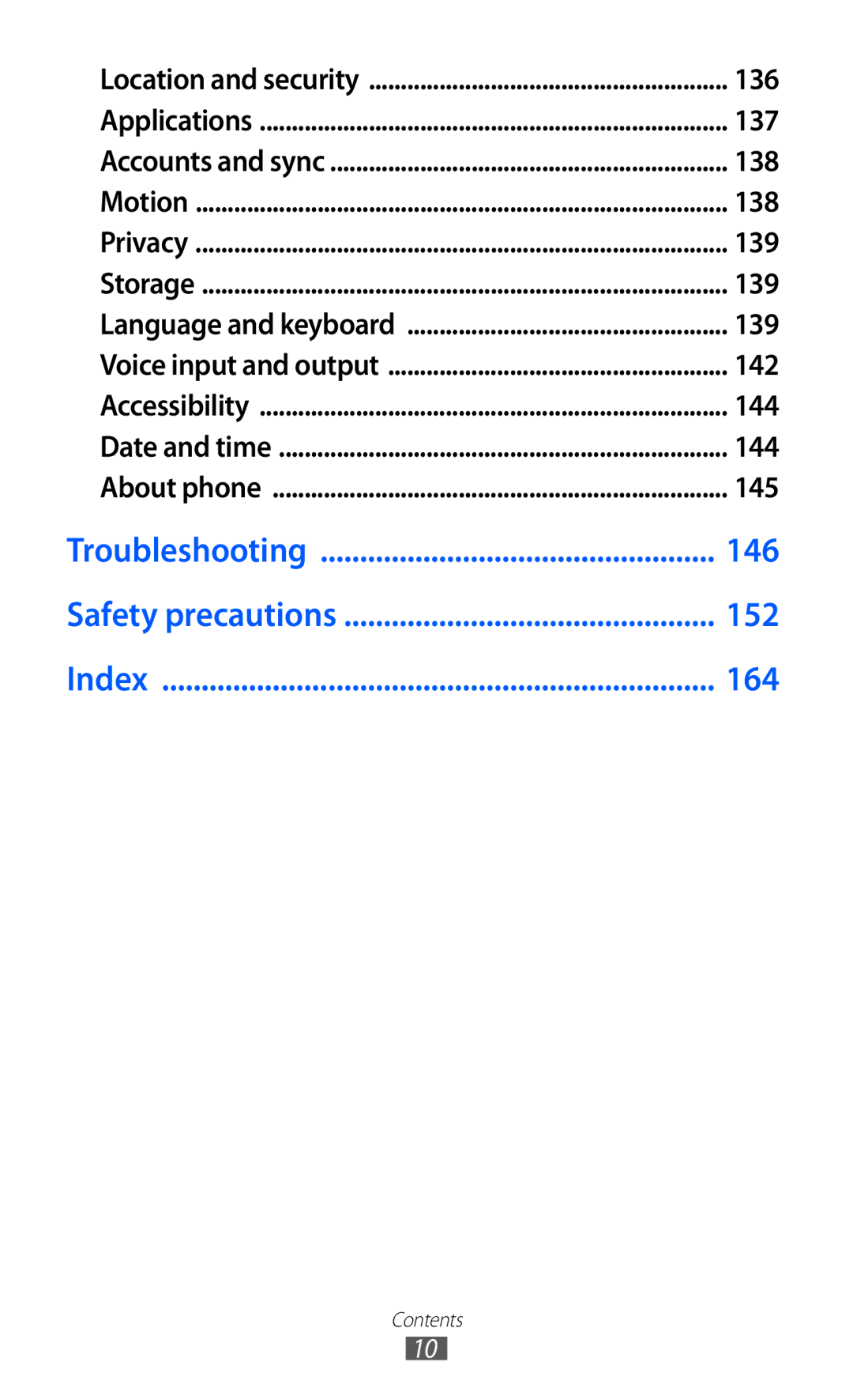 Samsung GT-I9070HKNNRJ, GT-I9070HKNATO, GT-I9070HKNDBT, GT-I9070HKNDTM, GT-I9070RWNDTM manual 136, 137, 138, 139, 142, 144, 145 