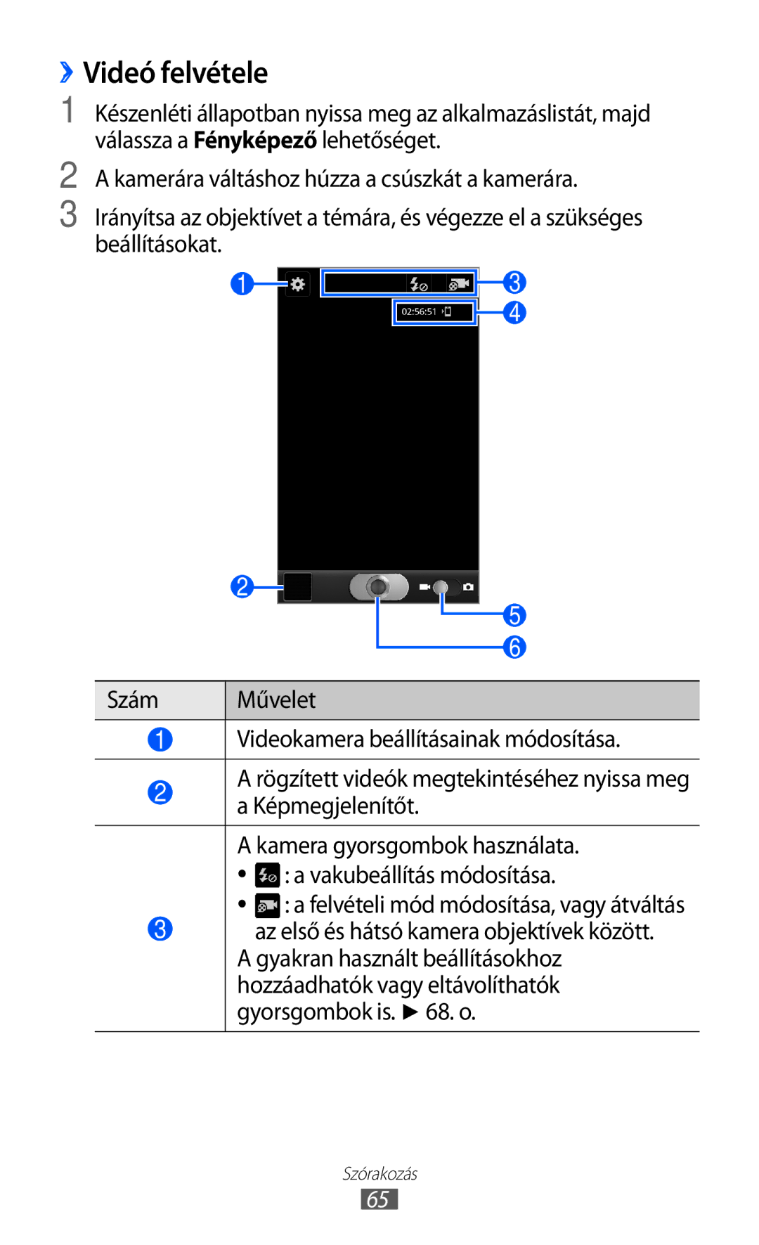 Samsung GT-I9070HKNTMH, GT-I9070HKNATO manual ››Videó felvétele, Hozzáadhatók vagy eltávolíthatók, Gyorsgombok is . o 