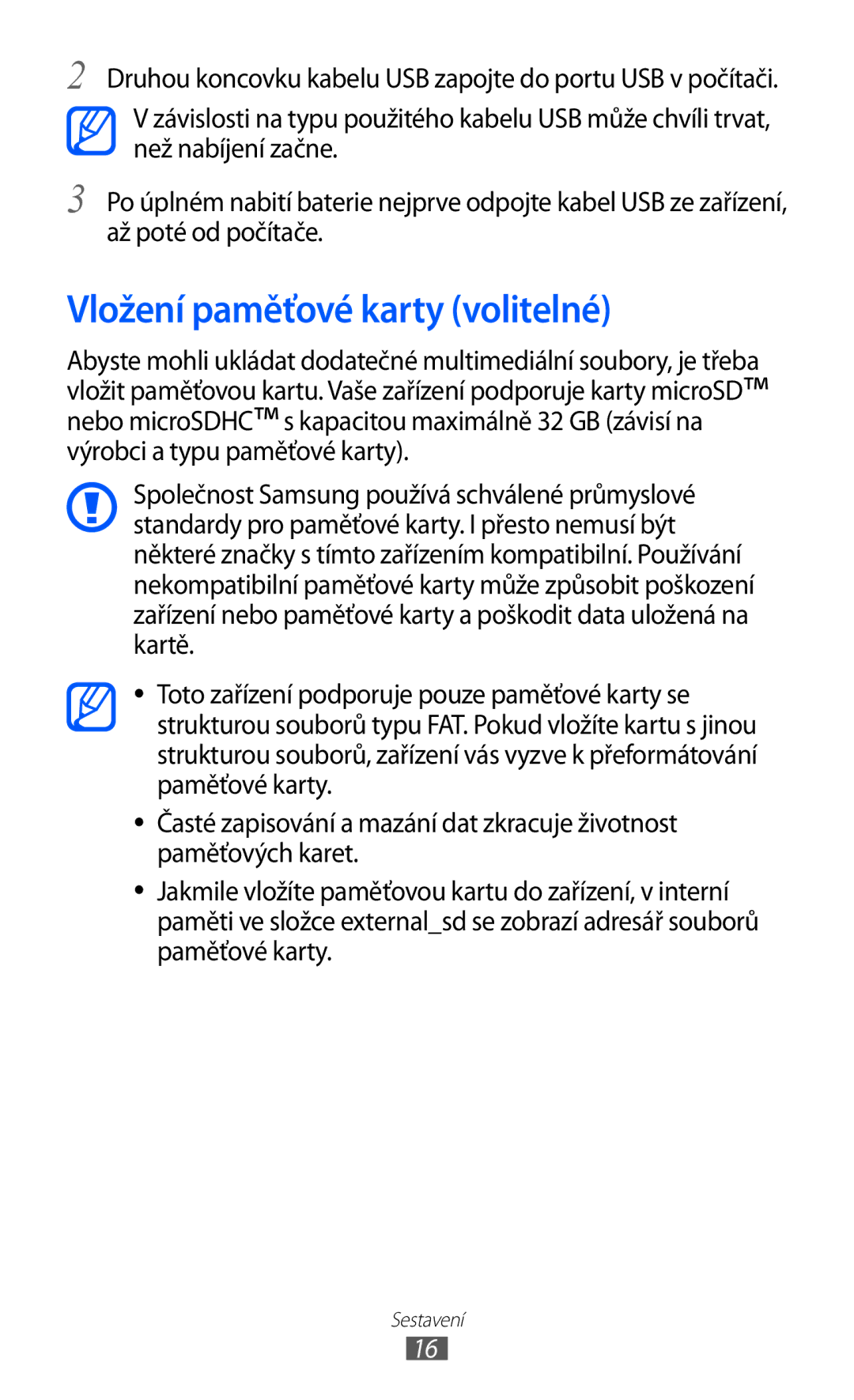 Samsung GT-I9070HKWTMZ, GT-I9070HKNATO, GT-I9070RWVTMZ, GT-I9070HKNTMZ, GT2I9070HKWTMZ manual Vložení paměťové karty volitelné 