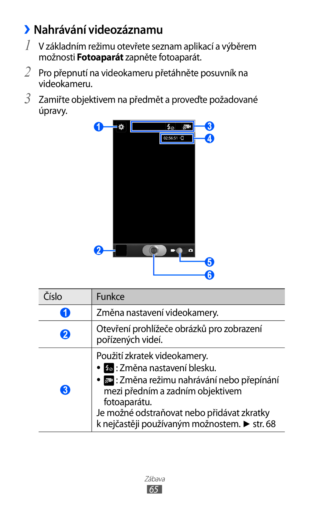 Samsung GT2I9070HKNTMZ, GT-I9070HKNATO, GT-I9070RWVTMZ manual ››Nahrávání videozáznamu, Mezi předním a zadním objektivem 