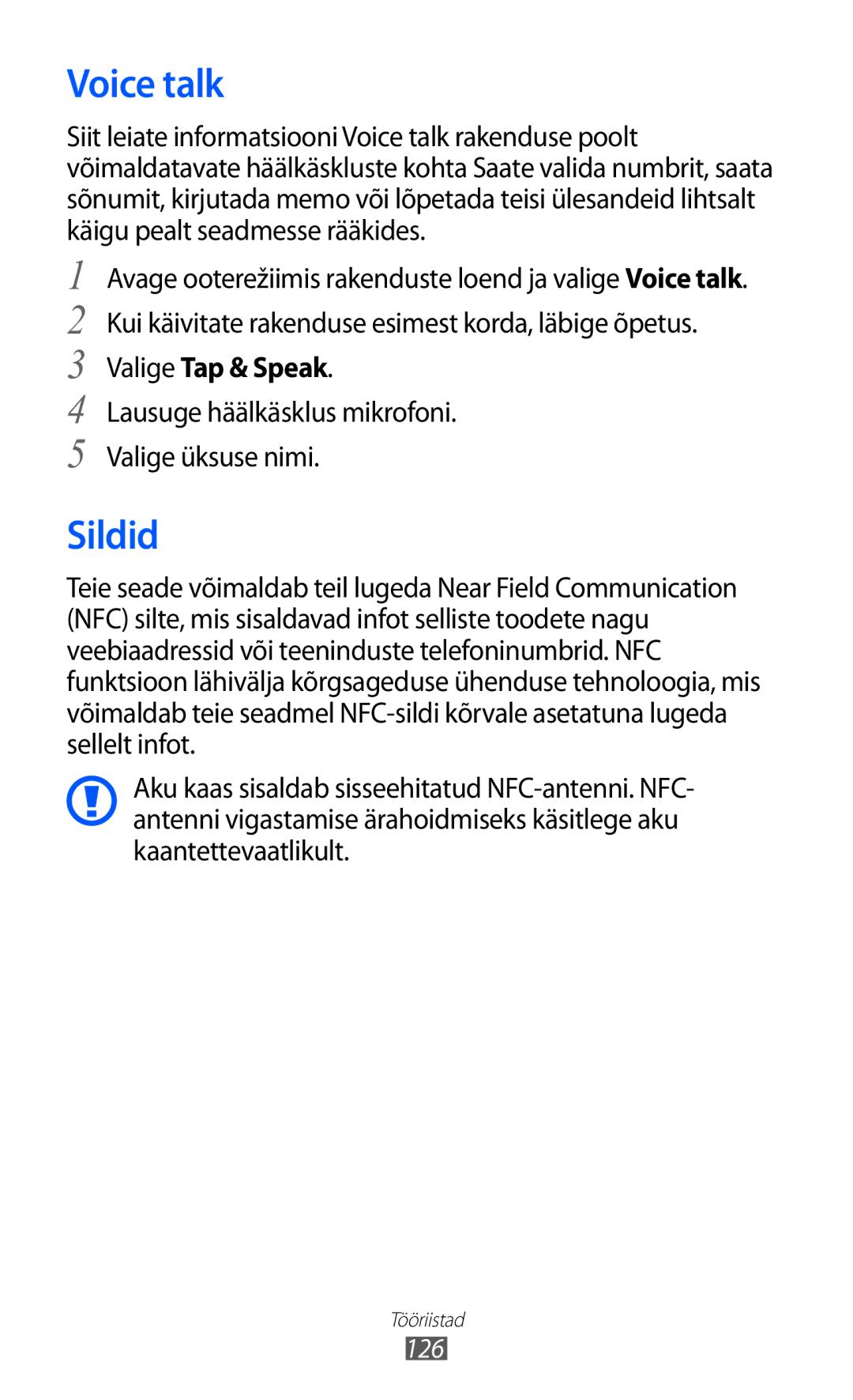 Samsung GT-I9070HKNSEB manual Voice talk, Sildid, Lausuge häälkäsklus mikrofoni Valige üksuse nimi, 126 