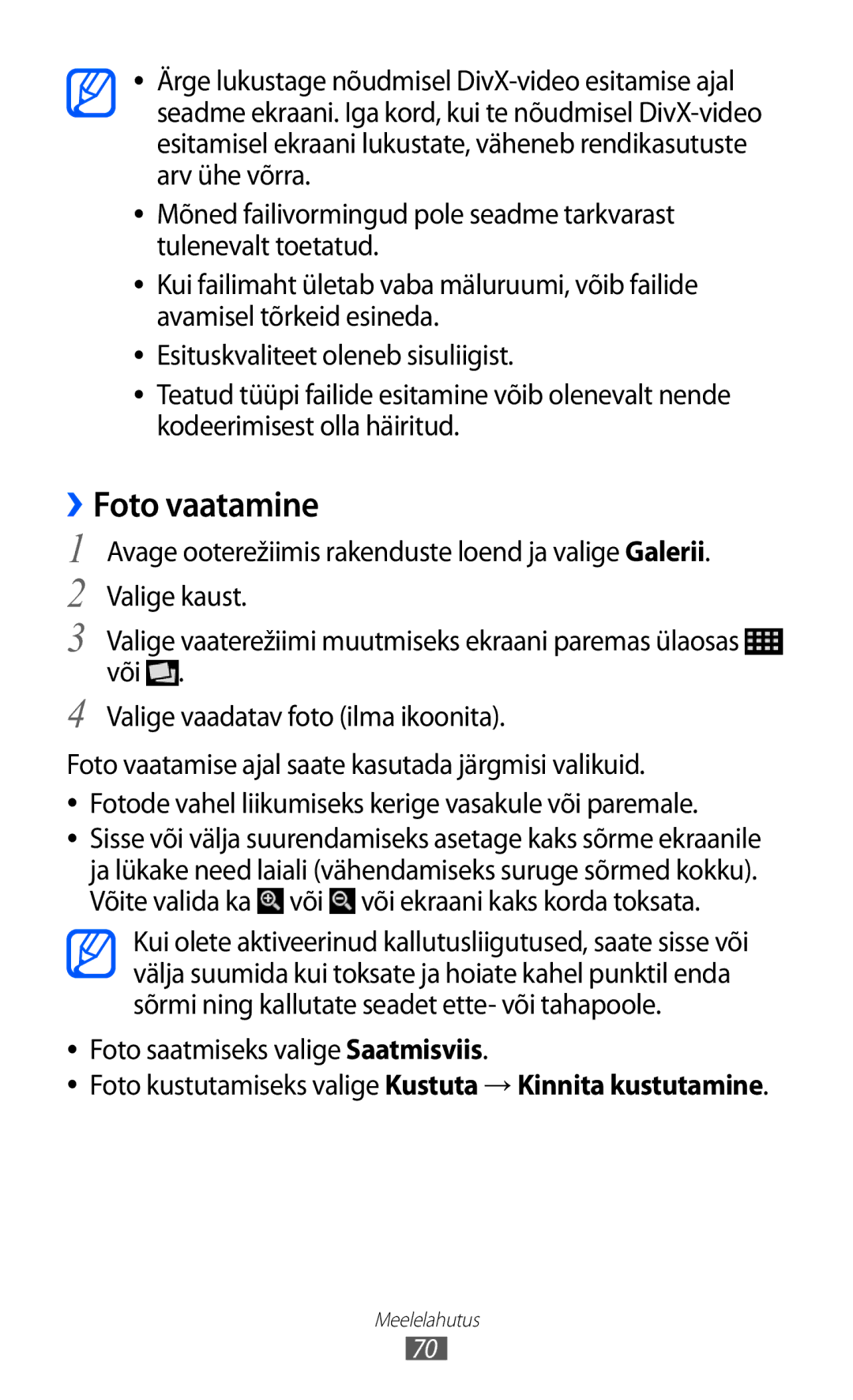 Samsung GT-I9070HKNSEB manual ››Foto vaatamine, Foto saatmiseks valige Saatmisviis 