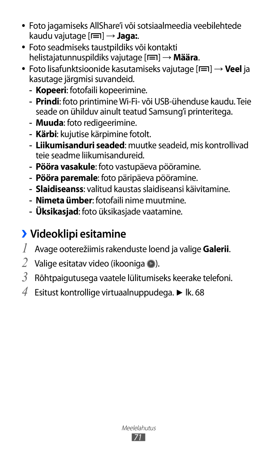 Samsung GT-I9070HKNSEB manual ››Videoklipi esitamine 