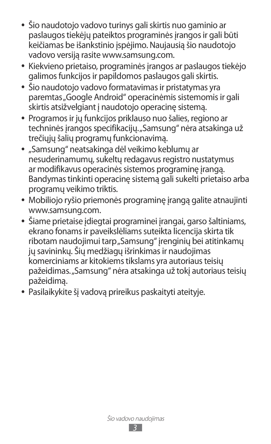 Samsung GT-I9070HKNSEB manual Šio vadovo naudojimas 