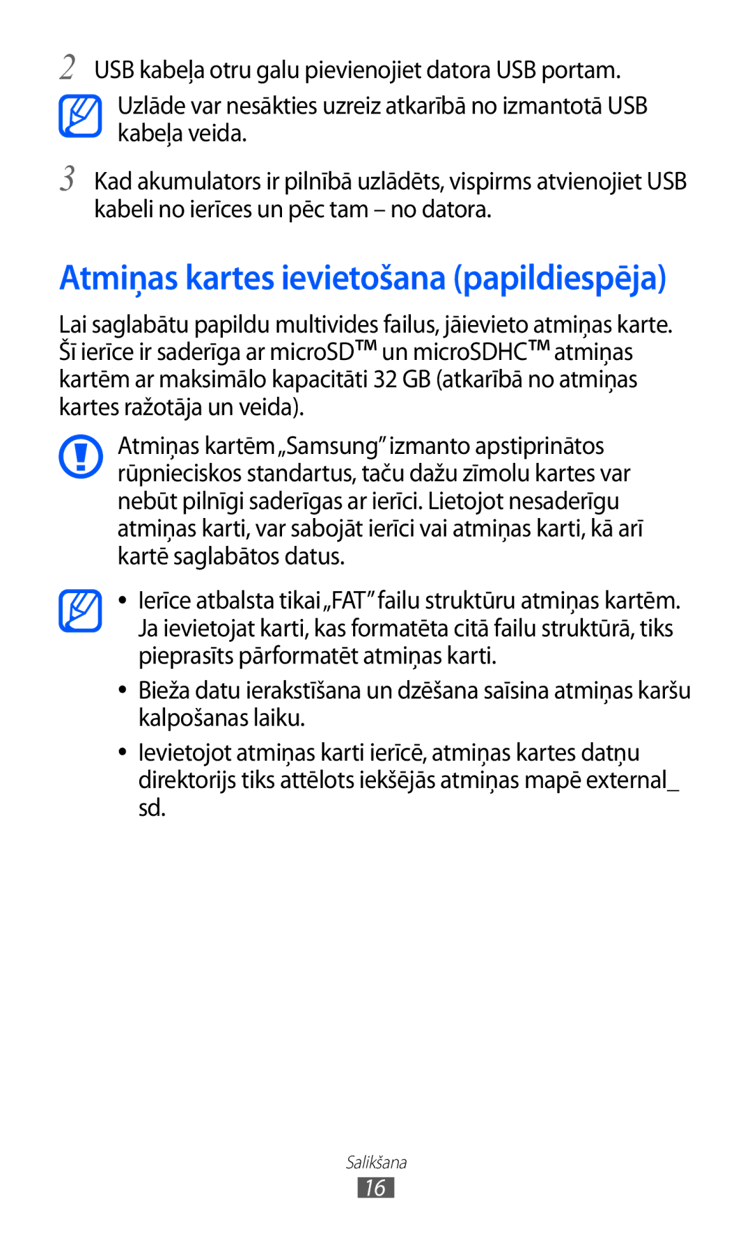 Samsung GT-I9070HKNSEB manual Atmiņas kartes ievietošana papildiespēja 