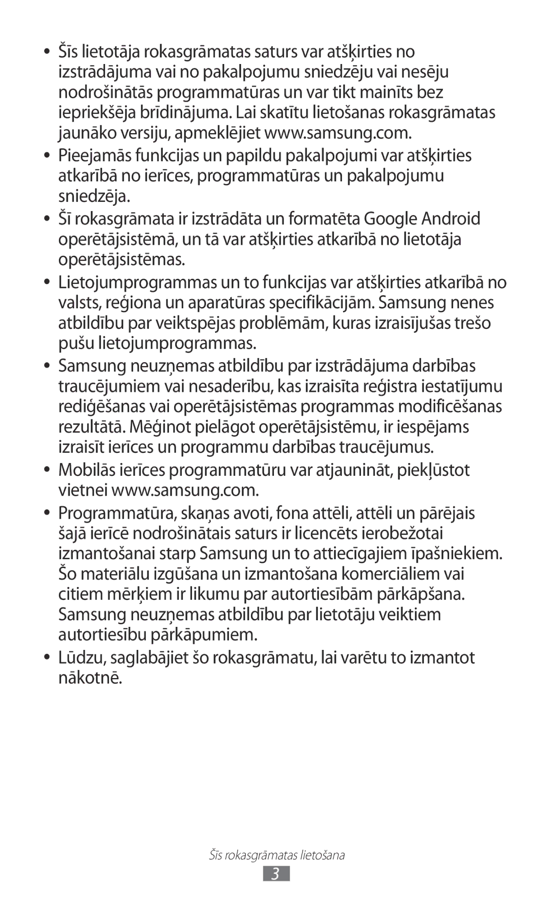 Samsung GT-I9070HKNSEB manual Šīs rokasgrāmatas lietošana 