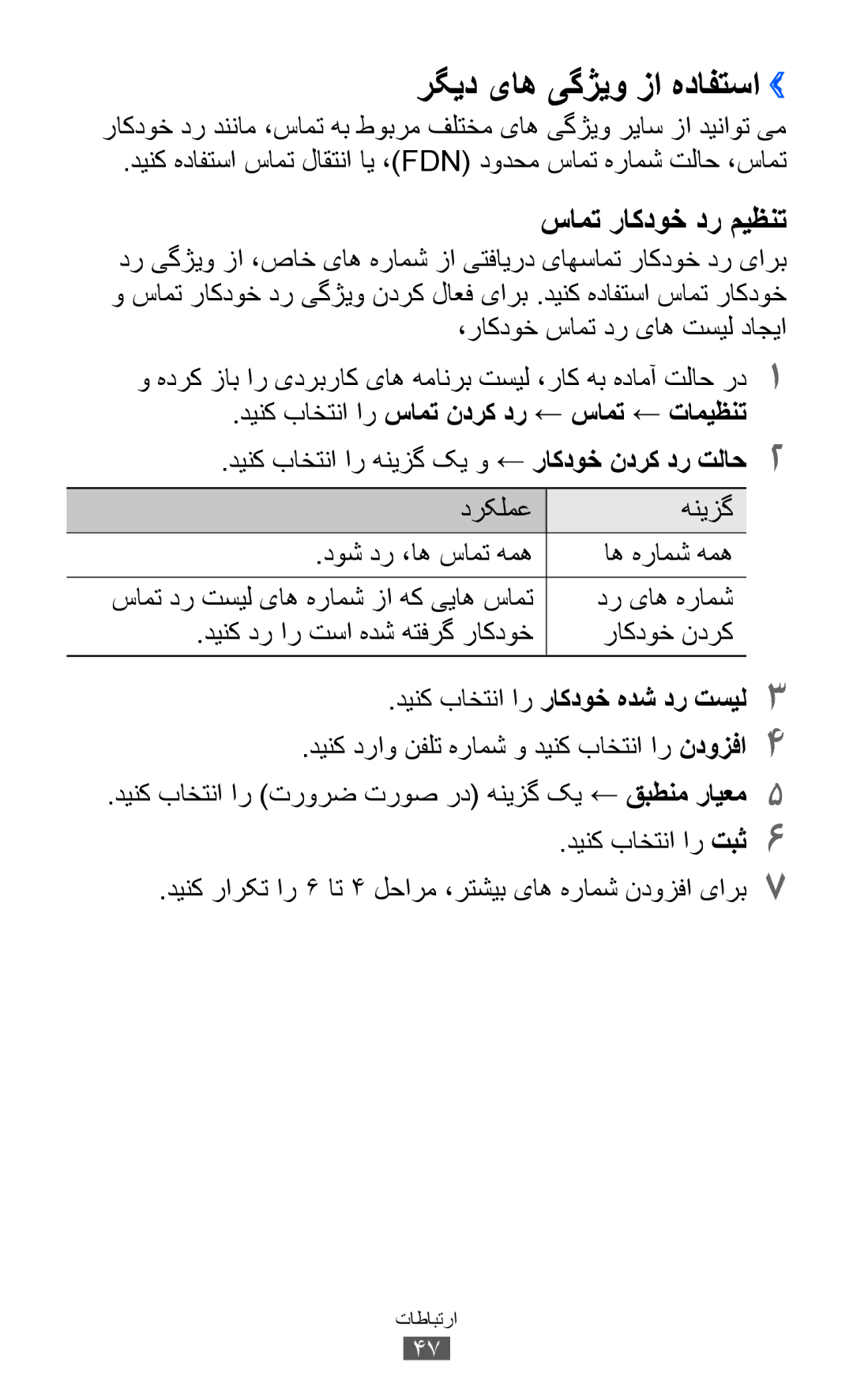 Samsung GT-I9070MSAAFR, GT-I9070RWAJED, GT-I9070RWATHR manual رگید یاه یگژیو زا هدافتسا››, دینک باختنا ار راکدوخ هدش در تسيل3 