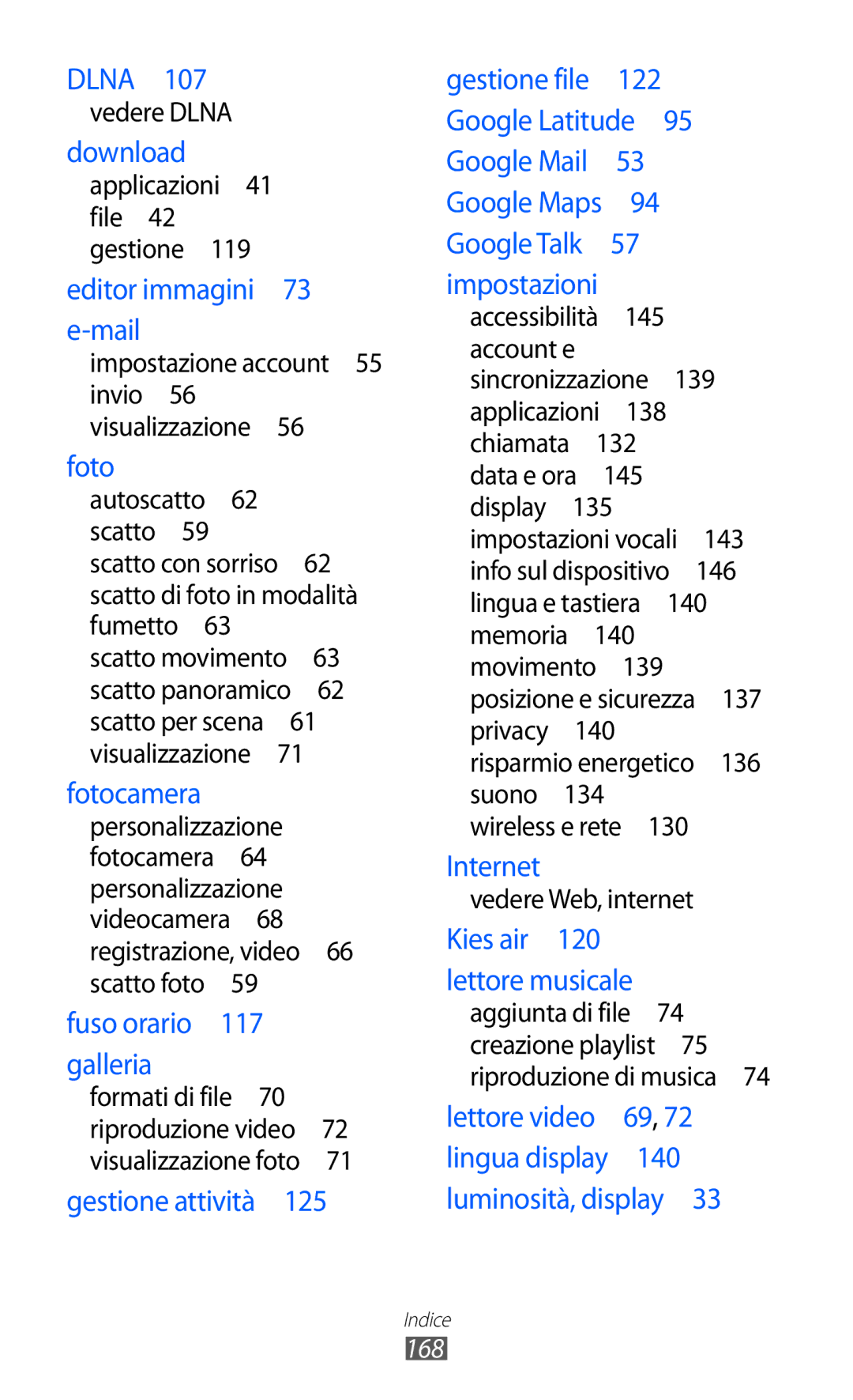 Samsung GT-I9070RWNTIM, GT-I9070HKNTIM, GT-I9070HKNITV manual 168 