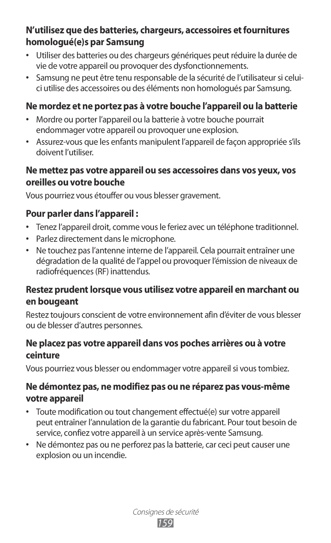 Samsung GT-I9070HKNFTM, GT-I9070RWNXEF, GT-I9070RWNNRJ, GT-I9070MSVXEF, GT-I9070HKNXEF manual 159, Pour parler dans l’appareil 