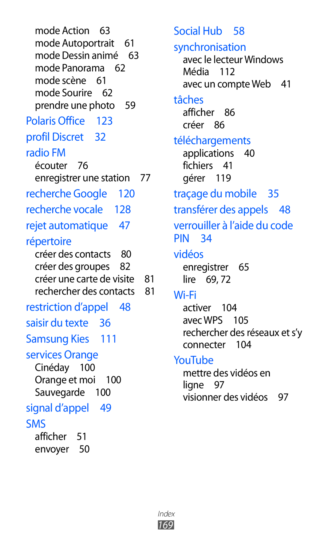 Samsung GT-I9070RWNNRJ, GT-I9070RWNXEF, GT-I9070MSVXEF, GT-I9070HKNFTM, GT-I9070HKNXEF, GT-I9070HKNNRJ manual 169 