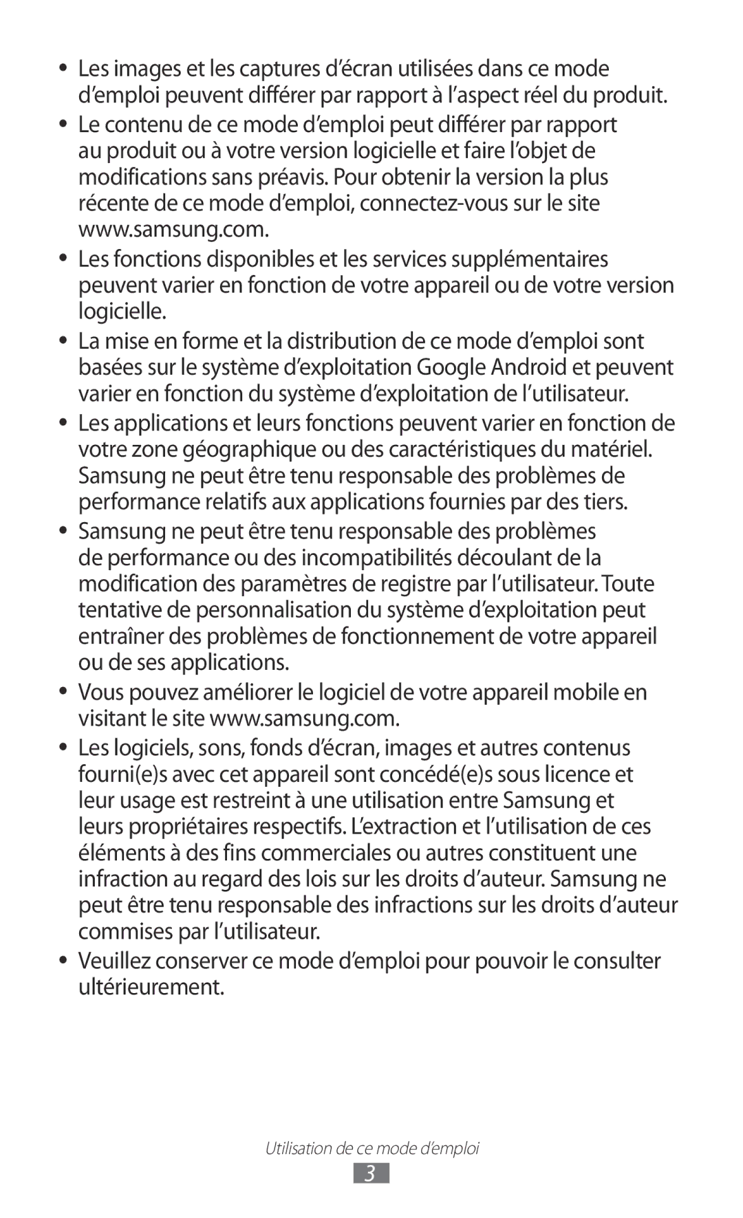 Samsung GT-I9070HKNFTM, GT-I9070RWNXEF, GT-I9070RWNNRJ, GT-I9070MSVXEF, GT-I9070HKNXEF manual Utilisation de ce mode d’emploi 