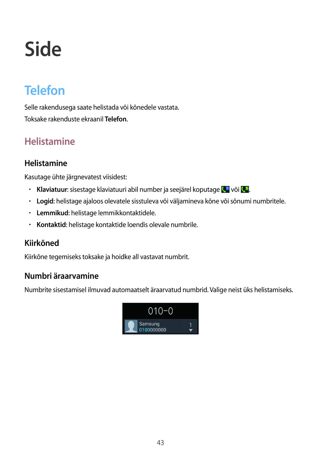 Samsung GT-I9082MBASEB, GT-I9082EWASEB manual Side, Telefon, Helistamine 