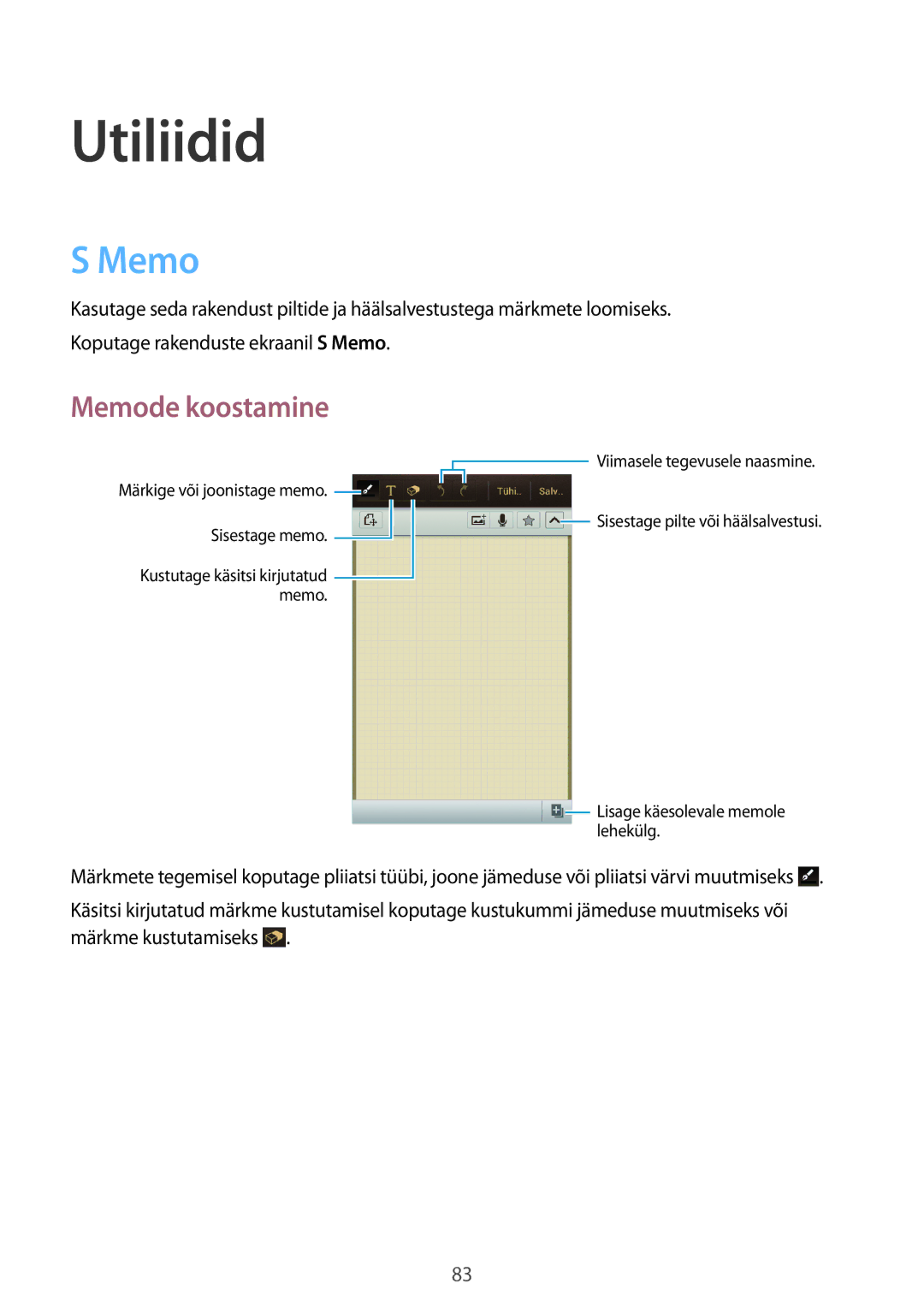 Samsung GT-I9082MBASEB, GT-I9082EWASEB manual Utiliidid, Memode koostamine 