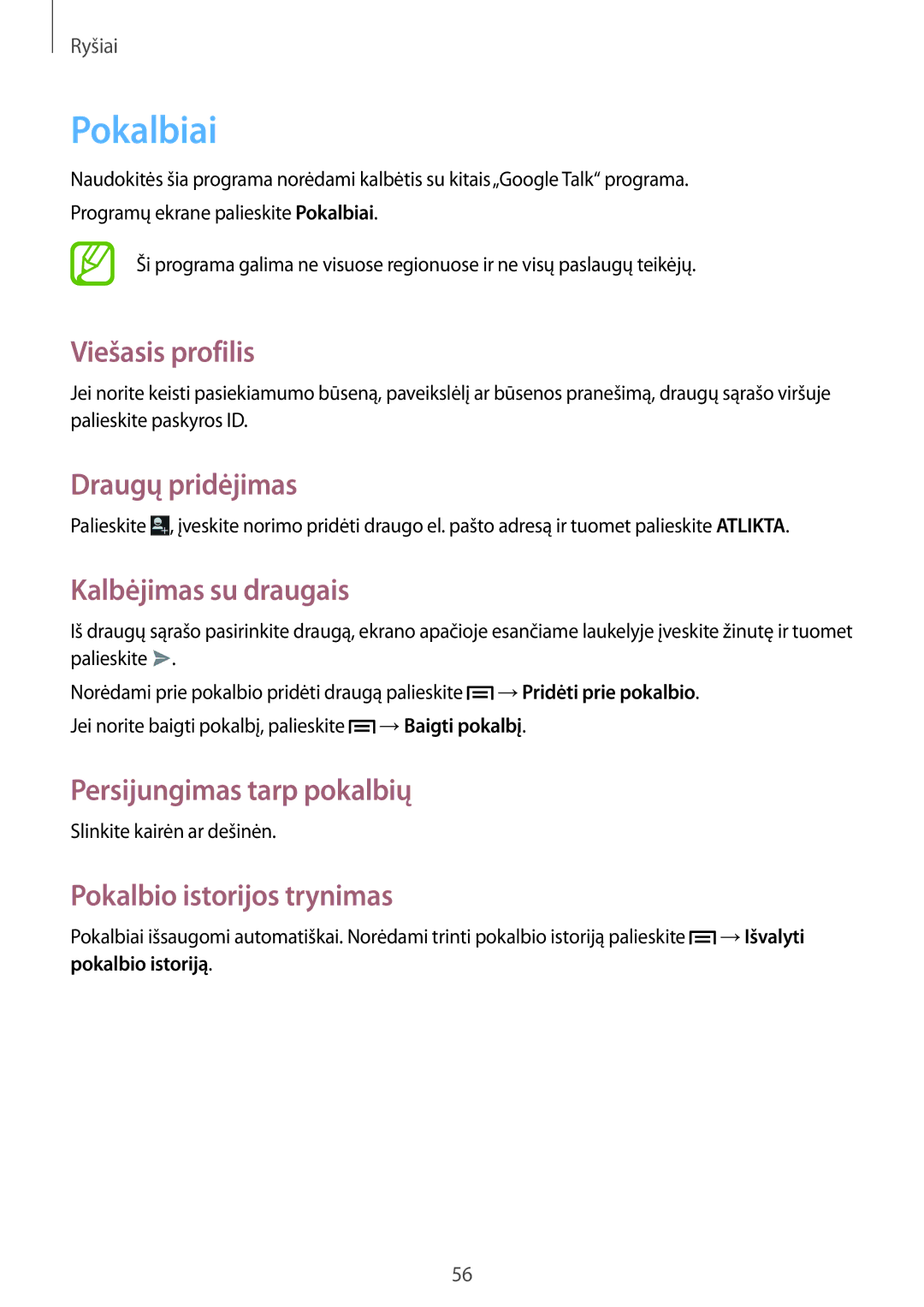 Samsung GT-I9082EWASEB, GT-I9082MBASEB manual Pokalbiai 