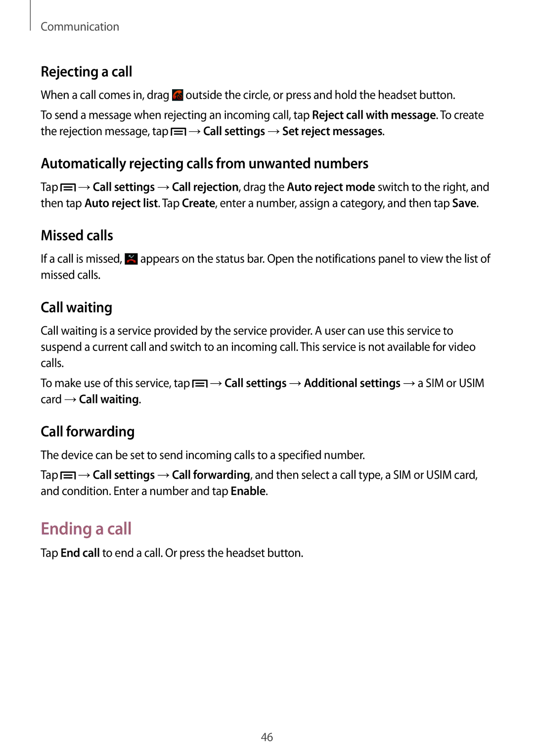 Samsung GT-I9082MBAKSA, GT-I9082EWAXEF, GT-I9082MBABGL, GT-I9082EWAMWD, GT-I9082EWABGL, GT-I9082MBAMWD manual Ending a call 