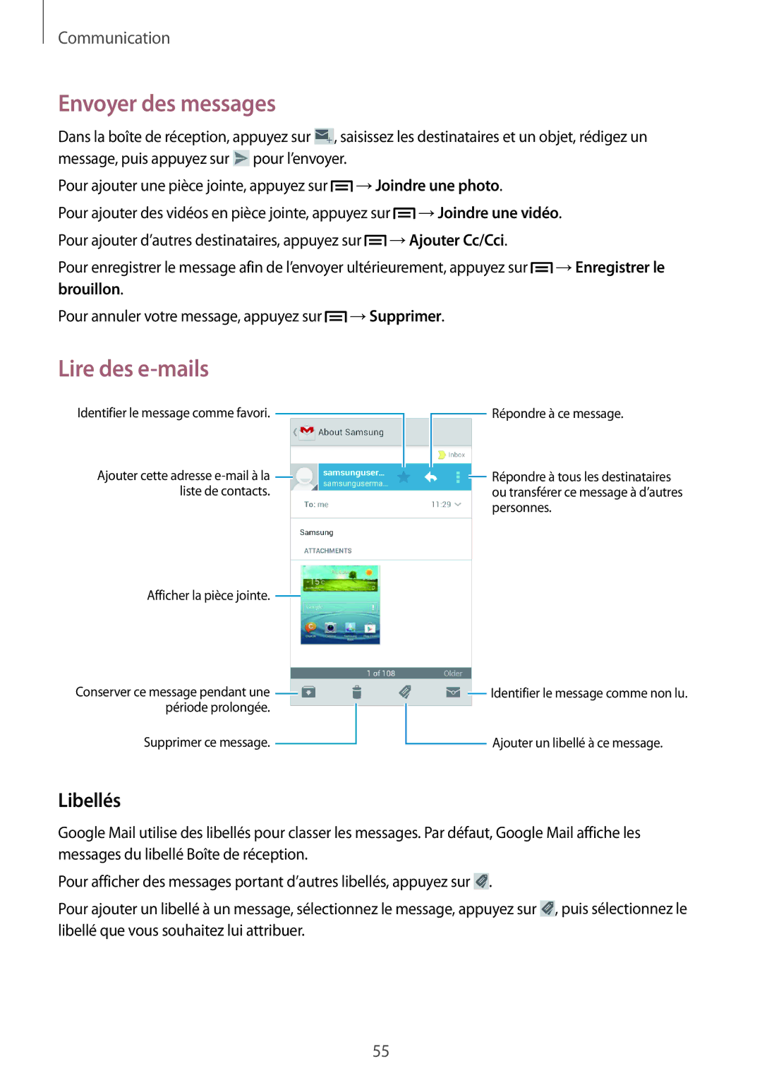 Samsung GT-I9082EWAXEF manual Libellés, Afficher la pièce jointe Répondre à ce message 