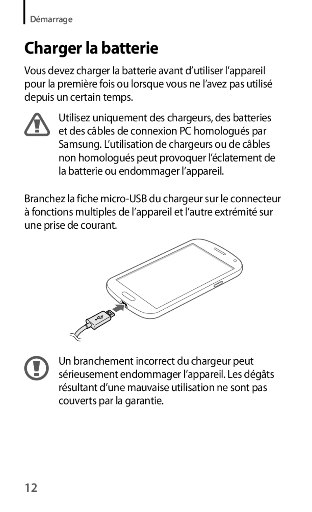 Samsung GT-I9082EWAXEF manual Charger la batterie 