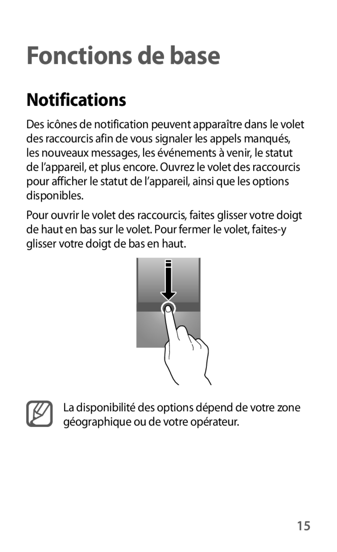 Samsung GT-I9082EWAXEF manual Fonctions de base, Notifications 