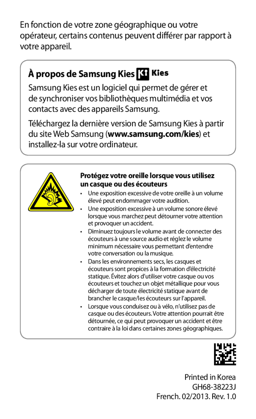 Samsung GT-I9082EWAXEF manual Propos de Samsung Kies 