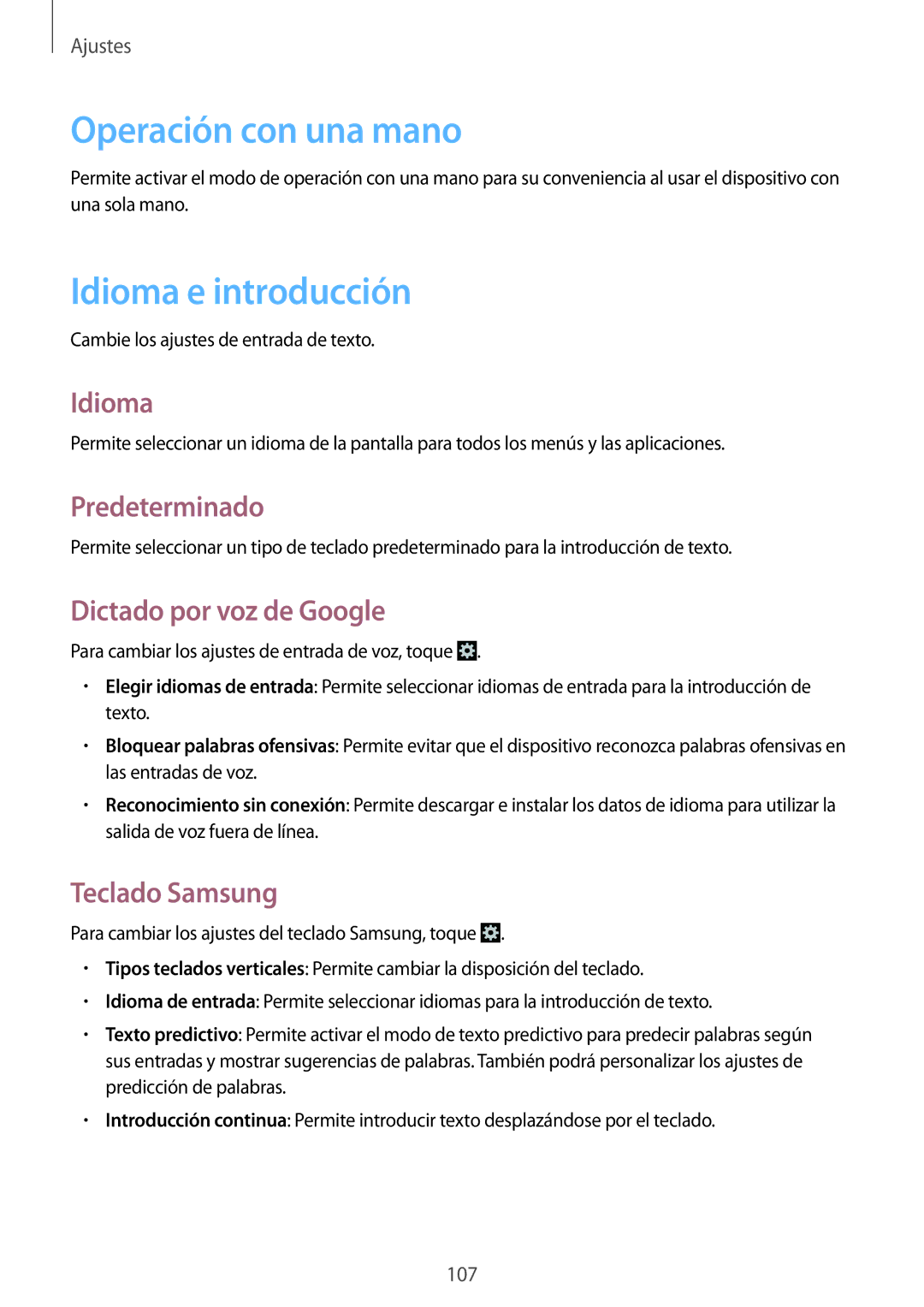 Samsung GT-I9082EWACOA, GT-I9082MBABGL, GT-I9082EWAMWD, GT-I9082EWABGL manual Operación con una mano, Idioma e introducción 