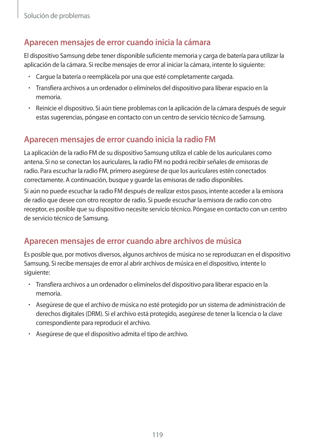 Samsung GT-I9082EWASEB, GT-I9082MBABGL, GT-I9082EWAMWD, GT-I9082EWABGL Aparecen mensajes de error cuando inicia la cámara 