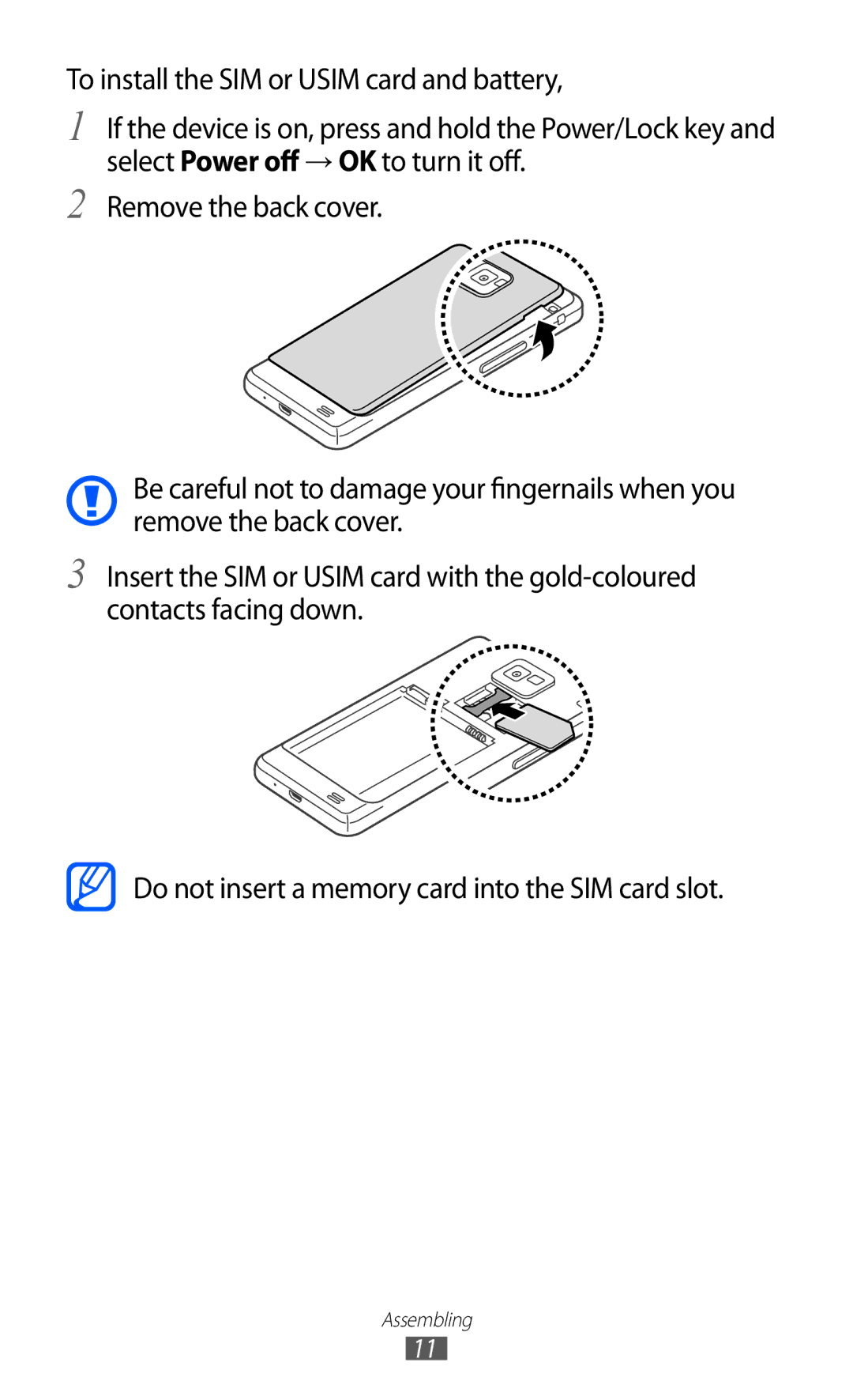 Samsung GT-I9100 user manual Assembling 