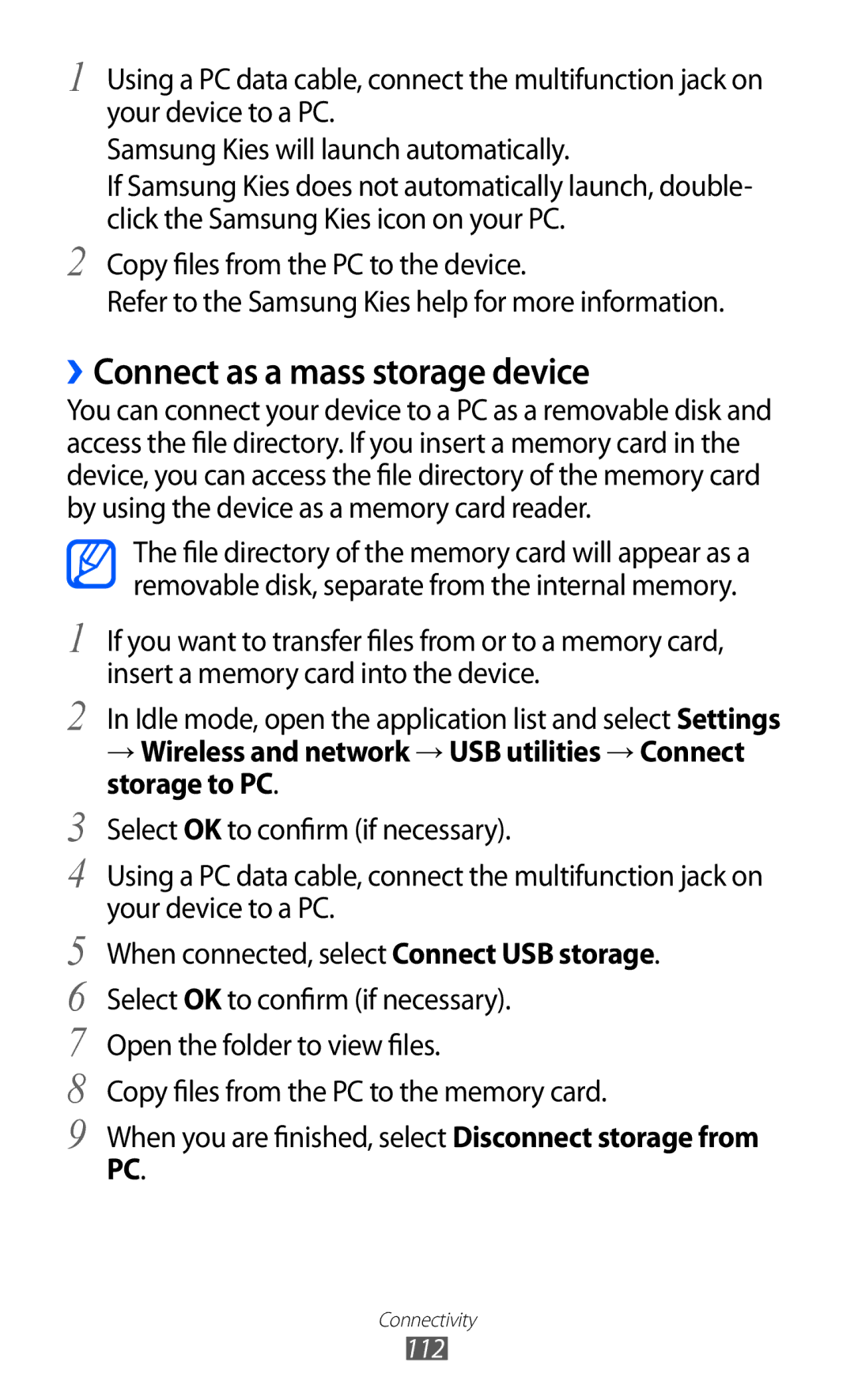 Samsung GT-I9100 user manual ››Connect as a mass storage device 