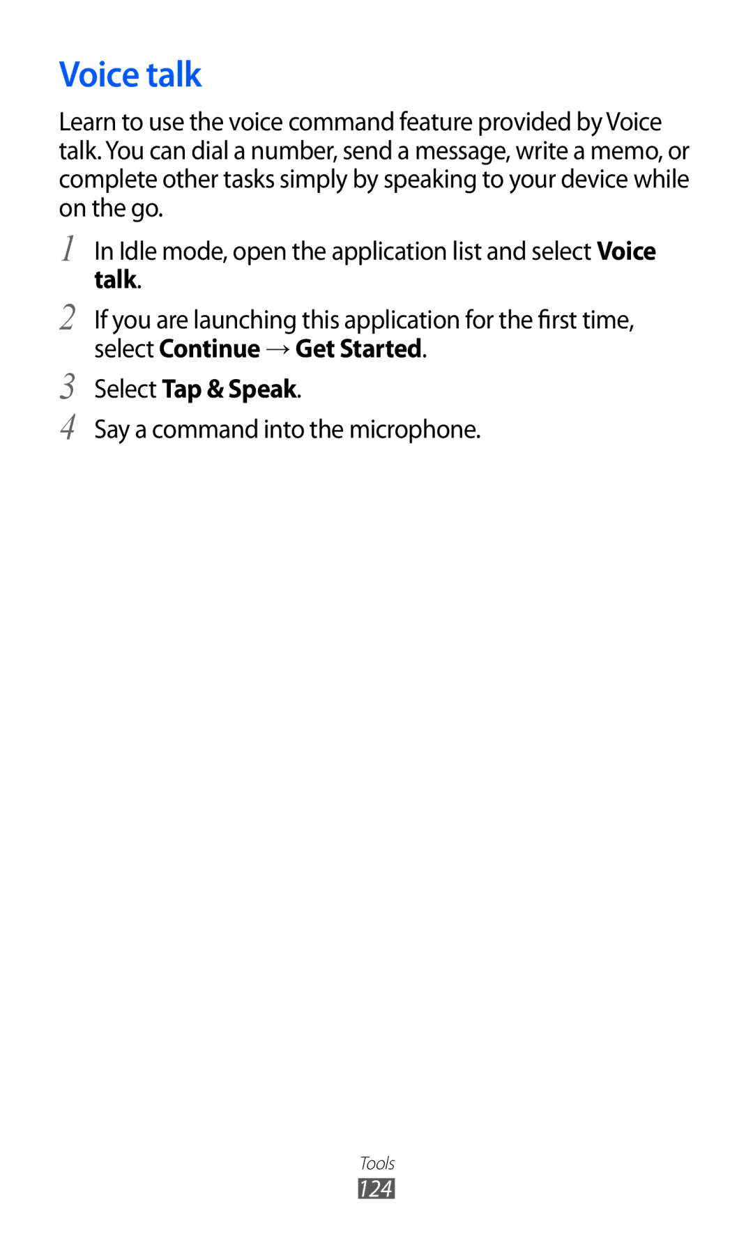 Samsung GT-I9100 user manual Voice talk 