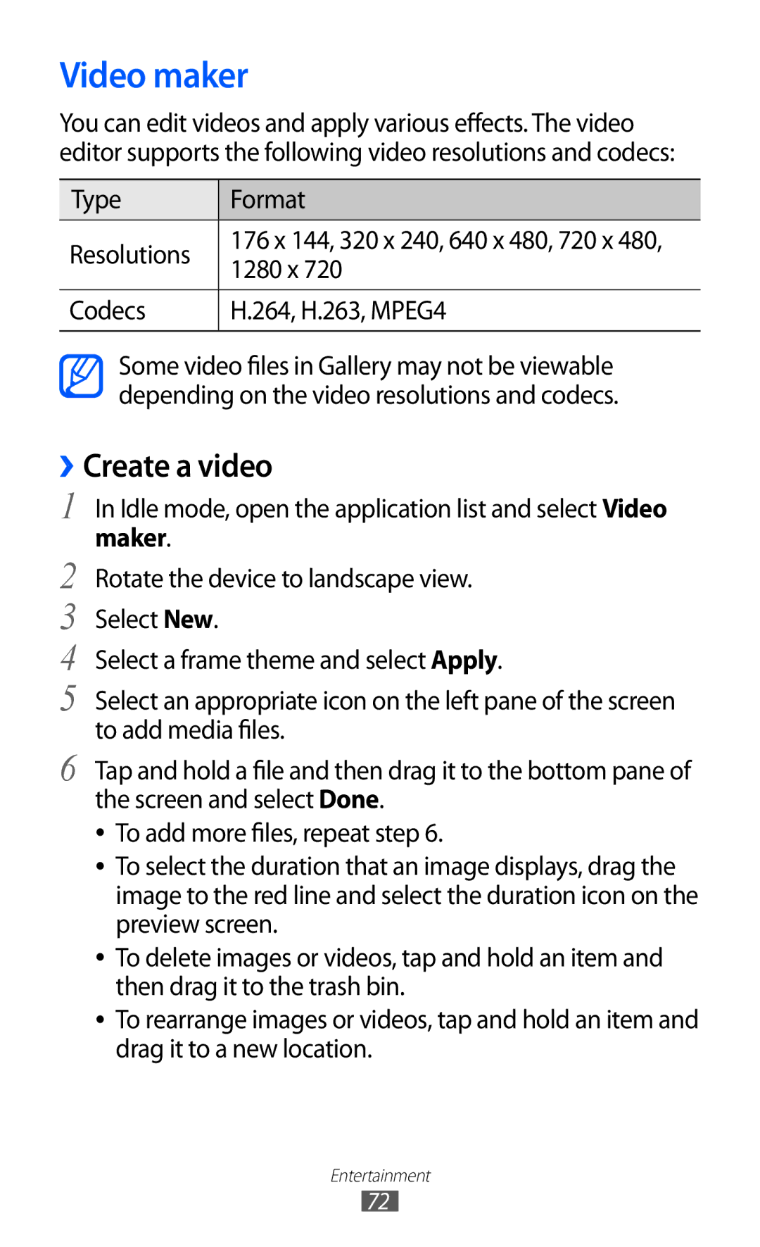 Samsung GT-I9100 user manual Video maker, ››Create a video 