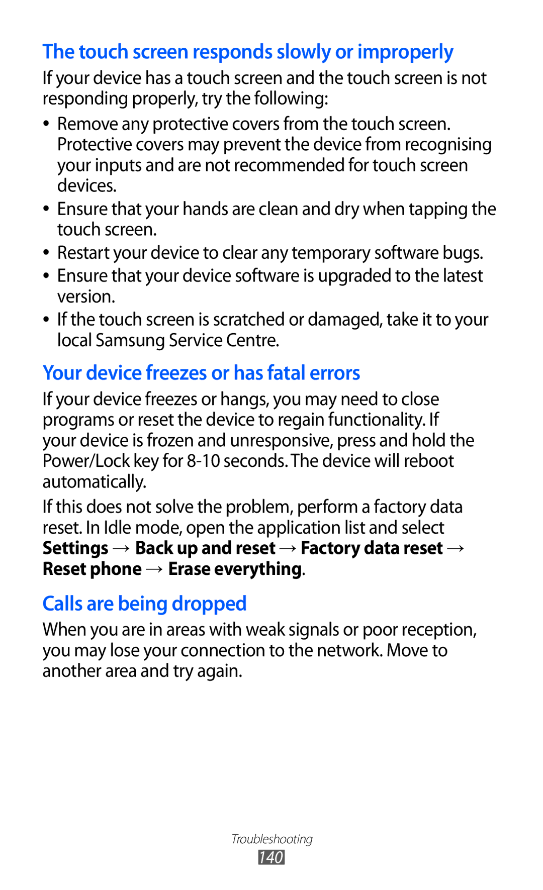 Samsung GT-I9100OIAAFR, GT-I9100LKAAFR, GT-I9100LKEJED, GT-I9100RWASKZ manual Your device freezes or has fatal errors 