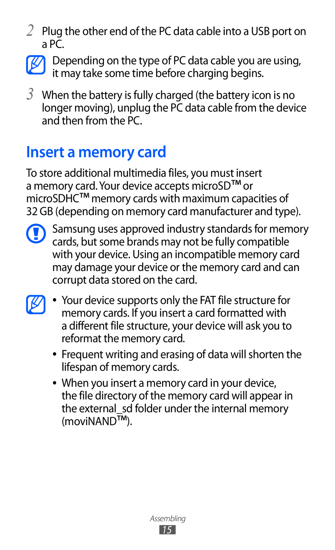 Samsung GT-I9100LKJXFE, GT-I9100LKAAFR manual Insert a memory card, GB depending on memory card manufacturer and type 