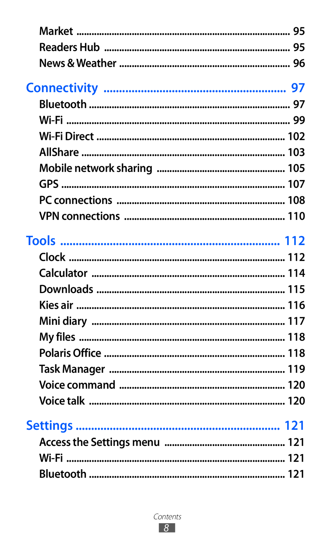 Samsung GT-I9100OIAXSG, GT-I9100LKAAFR manual 102, 103, 105, 107, 108, 110, 112, 114, 115, 116, 117, 118, 119, 120, 121 