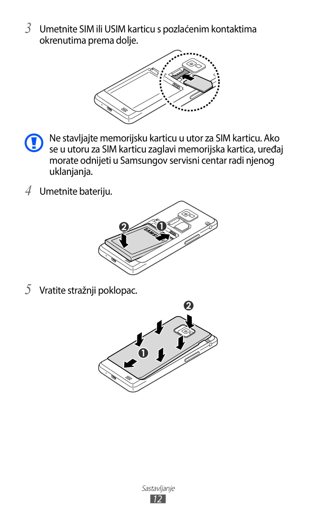 Samsung GT-I9100LKATRA, GT-I9100LKAATO, GT2I9100RWAVIP, GT-I9100RWAVIP, GT-I9100RWATRA, GT-I9100LKASMO manual Sastavljanje 