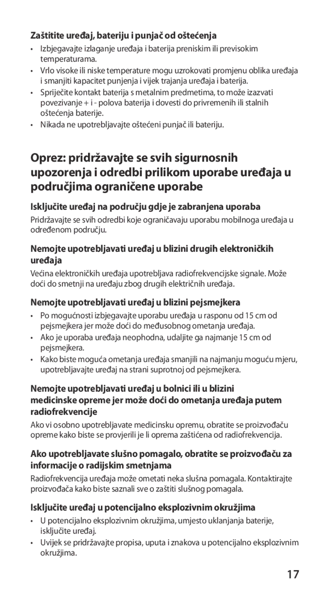 Samsung GT-I9100RWGCRO, GT-I9100LKAATO, GT2I9100RWAVIP, GT-I9100RWAVIP manual Zaštitite uređaj, bateriju i punjač od oštećenja 