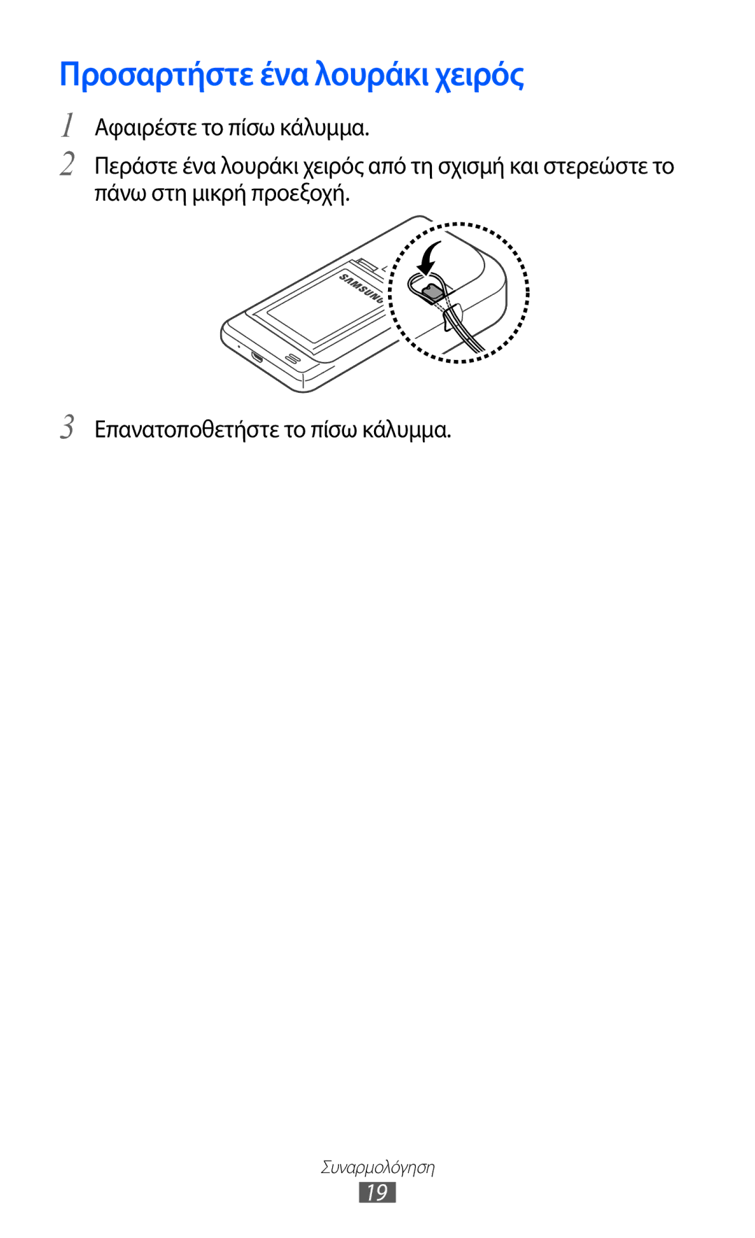 Samsung GT-I9100LKACYV, GT-I9100LKAEUR, GT-I9100RWAEUR, GT-I9100LKAVGR, GT-I9100RWACYO manual Προσαρτήστε ένα λουράκι χειρός 