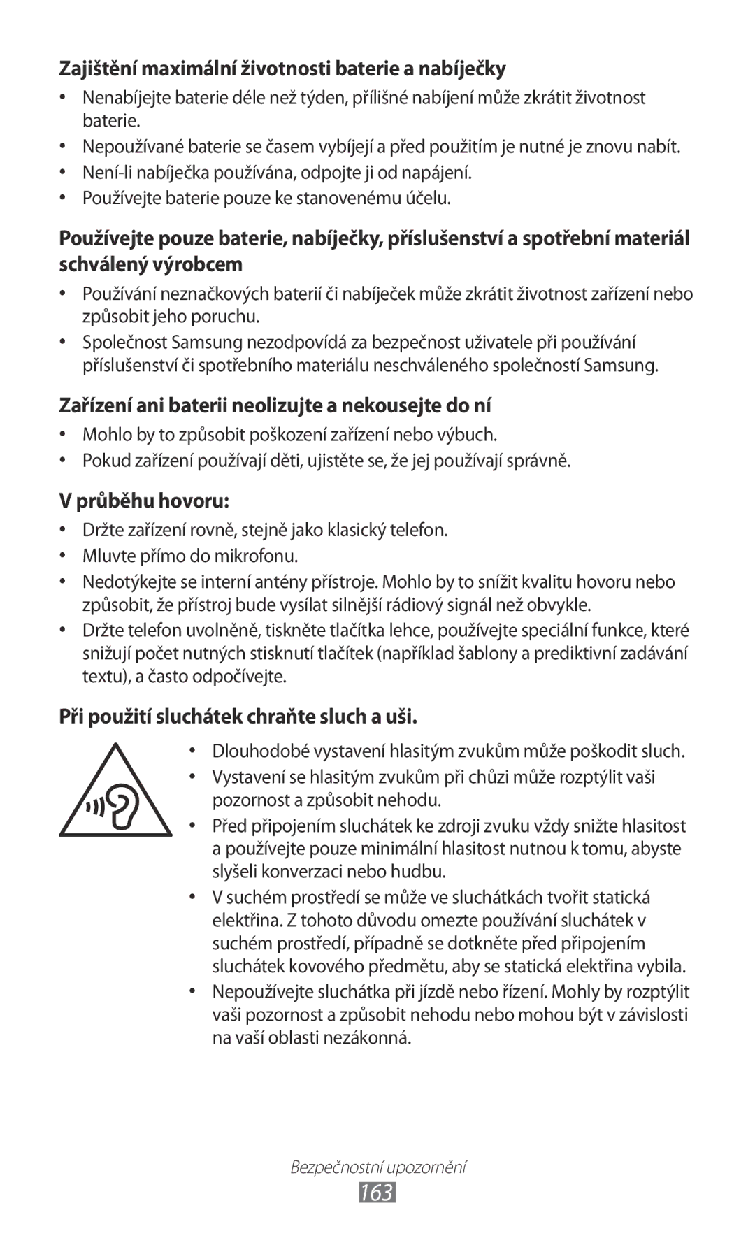 Samsung GT2I9100RWAXEZ, GT-I9100LKAIDE, GT-I9100LKAATO manual 163, Zajištění maximální životnosti baterie a nabíječky 