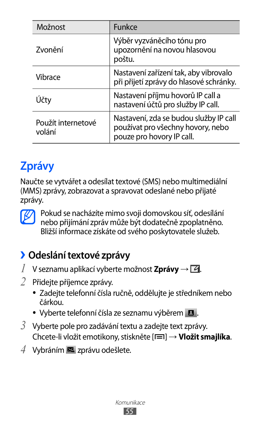 Samsung GT-I9100RWAORS, GT-I9100LKAIDE, GT-I9100LKAATO, GT-I9100RWAAUT, GT-I9100RWAVDC manual Zprávy, ››Odeslání textové zprávy 