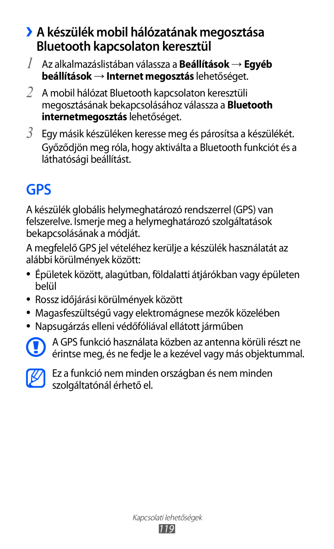 Samsung GT-I9100LKAERA, GT-I9100LKAITV, GT-I9100LKAIDE manual Az alkalmazáslistában válassza a Beállítások →Egyéb, 119 