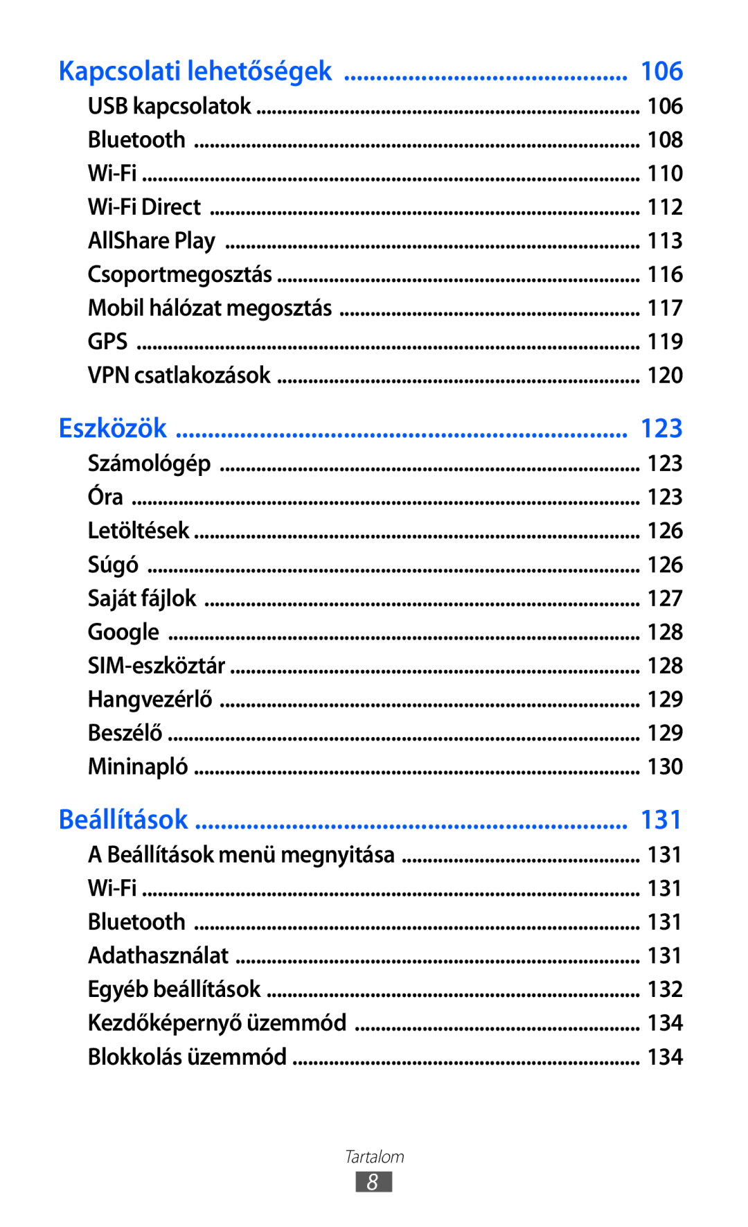 Samsung GT-I9100LKADBT manual 106, 108, 110, 112, 113, 116, 117, 119, 120, 123, 126, 127, 128, 129, 130, 131, 132, 134 