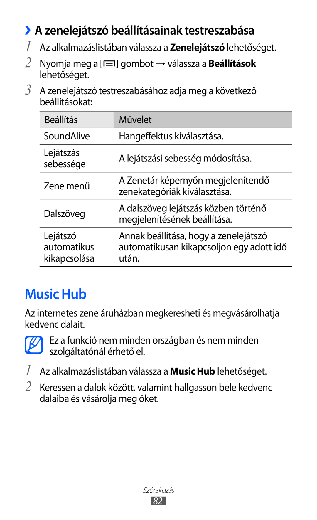 Samsung GT-I9100OIADBT, GT-I9100LKAITV manual Music Hub, ››A zenelejátszó beállításainak testreszabása, Kikapcsolása Után 