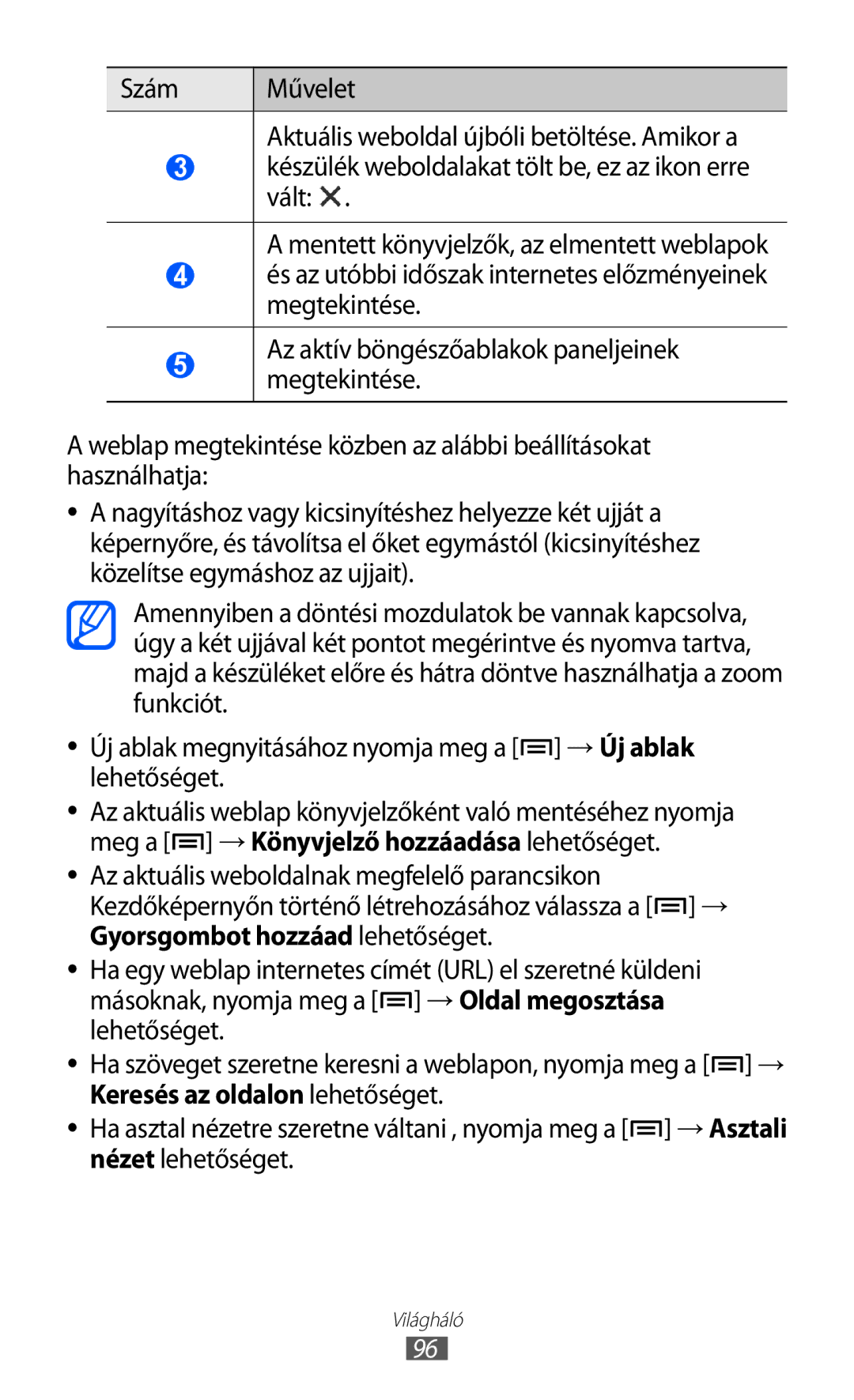 Samsung GT-I9100RWADRE, GT-I9100LKAITV, GT-I9100LKAIDE, GT-I9100LKAATO, GT-I9100LKAVD2, GT-I9100RWAITV manual Világháló 