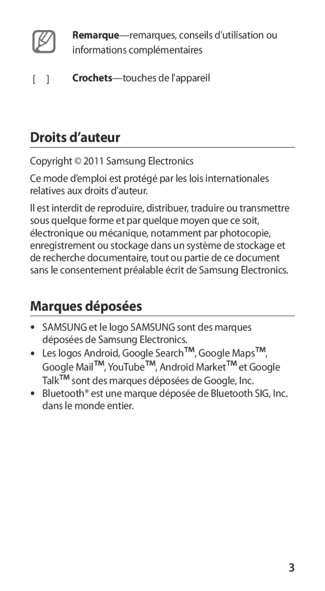 Samsung GT-I9100LKALPM, GT-I9100LKAXEF, GT-I9100LKAFRE, GT-I9100LKABOG, GT-I9100LKAVGF manual Droits d’auteur, Marques déposées 