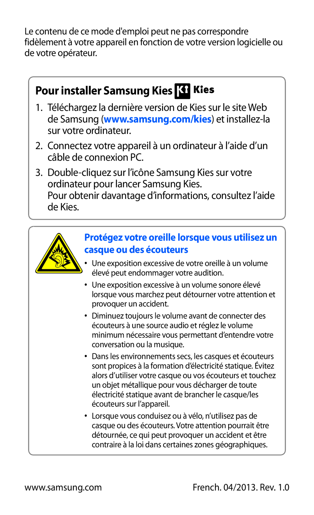 Samsung GT-I9100RWANRJ, GT-I9100LKAXEF, GT-I9100LKAFRE, GT-I9100LKABOG, GT-I9100LKALPM manual Pour installer Samsung Kies 