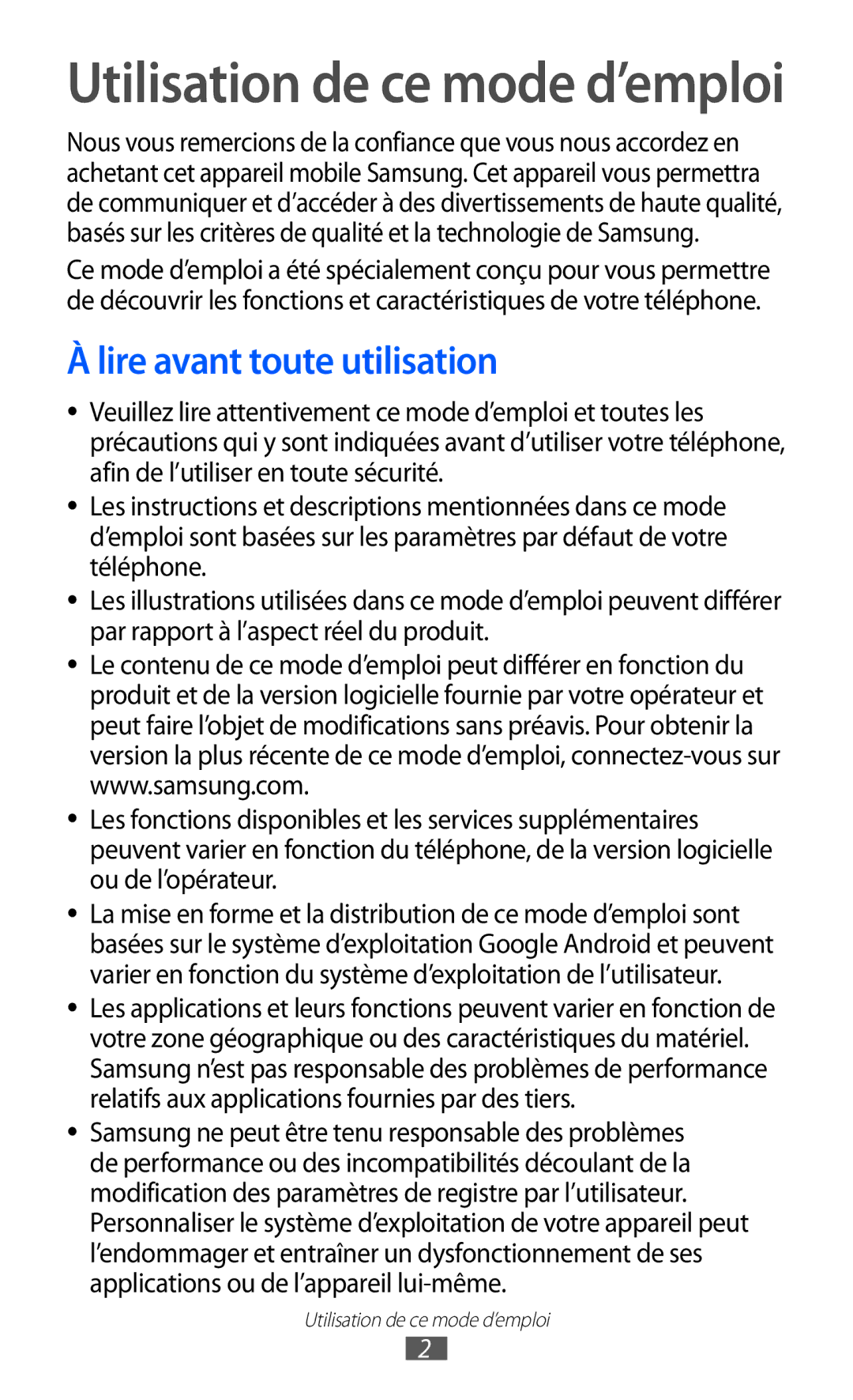 Samsung GT-I9100LKABOG, GT-I9100LKAXEF, GT-I9100LKAFRE manual Utilisation de ce mode d’emploi, Lire avant toute utilisation 